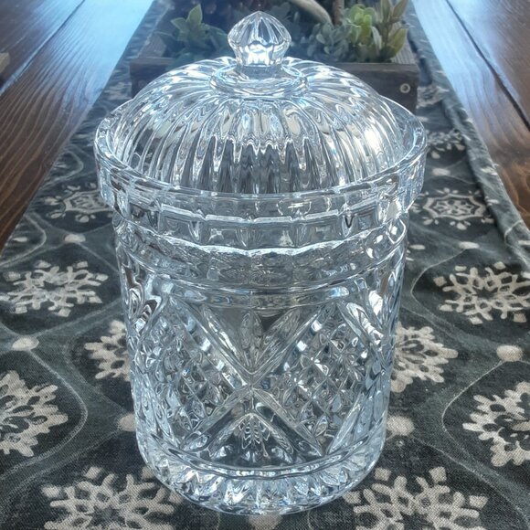 Godinger Dublin Cut Crystal Biscuit Barrel & Lid Container 8805111 - Picture 1 of 5